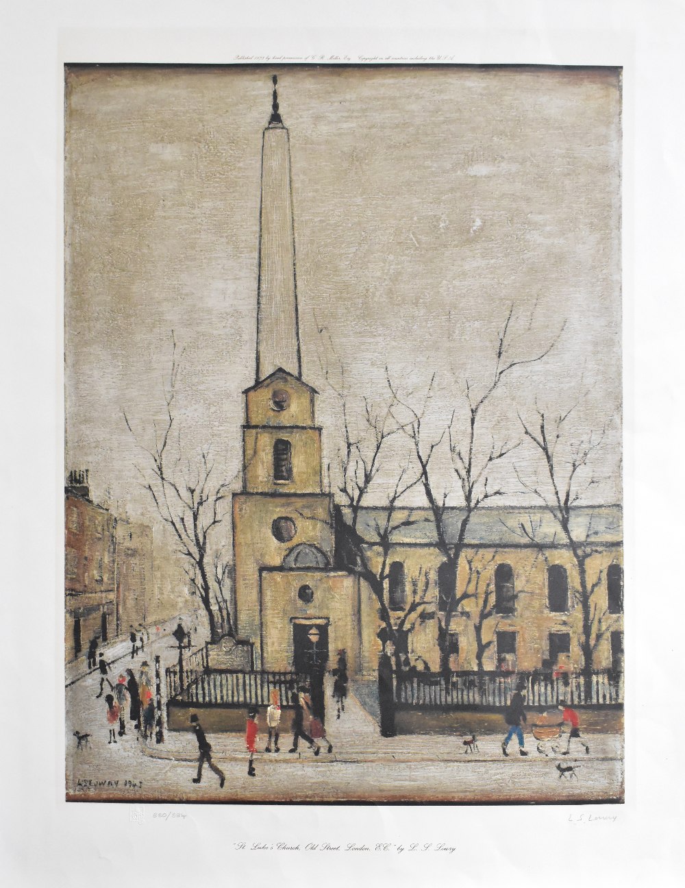 LAURENCE STEPHEN LOWRY RBA RA (1887-1976); a signed limited edition print, 'St. Lukes', no. - Bild 3 aus 8