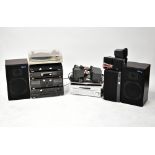 A quantity of vintage stereo and hi-fi equipment, comprising a Technics SA-EX140 stereo receiver,