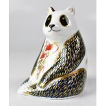 ROYAL CROWN DERBY; a paperweight 'Seated Panda', with gold plug.