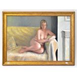 BERNARD WILLEMS (1922-2020); oil on canvas, study of a nude female seated on a settee, signed,
