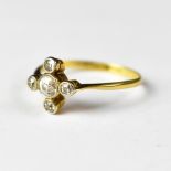 A small 18ct gold Art Deco five-stone diamond ring,