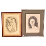 BERNARD WILLEMS (1922-2020); two pencil studies, portrait of a young woman, signed and dated 1990,