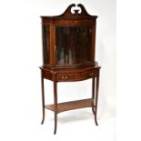 An Edwardian mahogany and inlaid display cabinet on stand of serpentine outline,