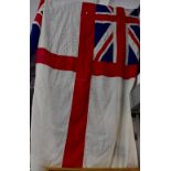 Two Royal Navy linen ensigns, length approx 340cm.