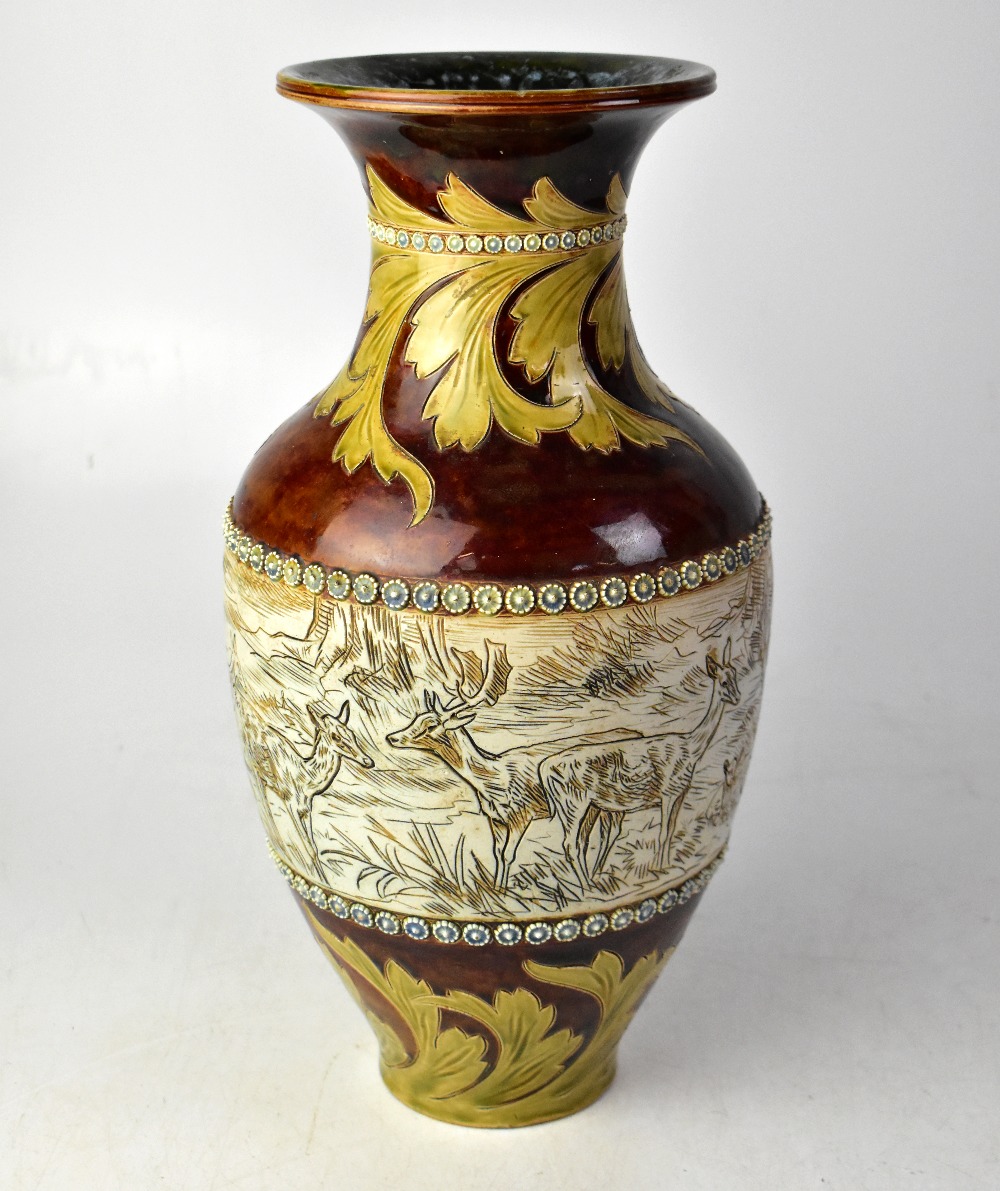 DOULTON LAMBETH; a stoneware vase decorated by Hannah Barlow,
