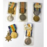 Three sets of WWI British War Medals and Victory Medals,