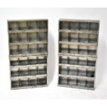 Four industrial stainless steel pigeonhole units, each pigeonhole with space for a name card,