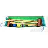 RILEY; a cased croquet set in original green plastic case (af).