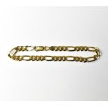 A 9ct gold flat link chain bracelet with lobster clasp stamped '375', approx 7g.