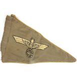 A WWII Third Reich staff car pennant with stitched emblem either side, 32 x 19cm.