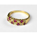 A 9ct gold ruby and diamond ring,