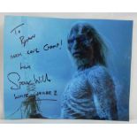 GAME OF THRONES; a Season 7/8 photo movie still depicting a White Walker 2, inscribed 'To Ryan,