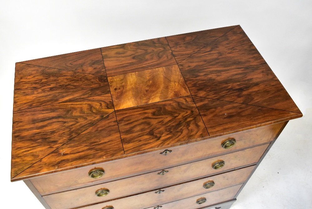 A 19th century walnut chest of four long graduated drawers, raised on bracket feet, - Bild 3 aus 3