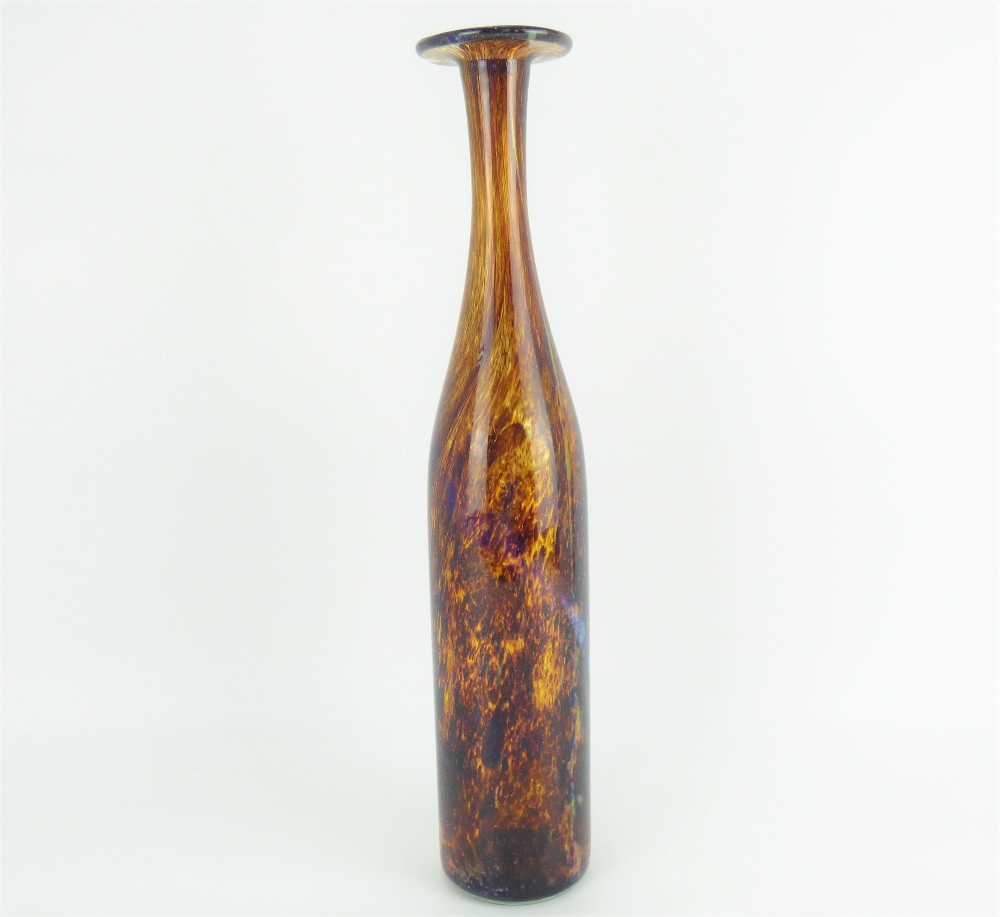 MDINA; a large art glass vase of slender bottle shape with flared neck,