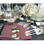 A quantity of silver plated items to include a 19th century four-piece electroplated tea set,