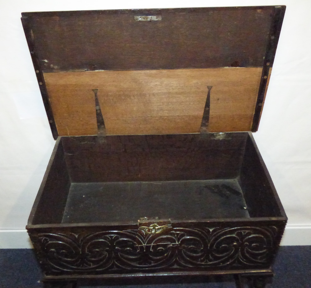 A 17th century oak chest with lift-up li - Image 3 of 4