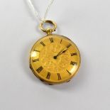 A ladies' 18ct gold small open face key wind pocket watch,