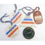 FORMULA ONE; four badges from the first ever Formula One race held on 13th May 1950 and one other,