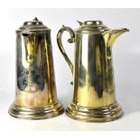 A pair of plated ecclesiastical ewers,