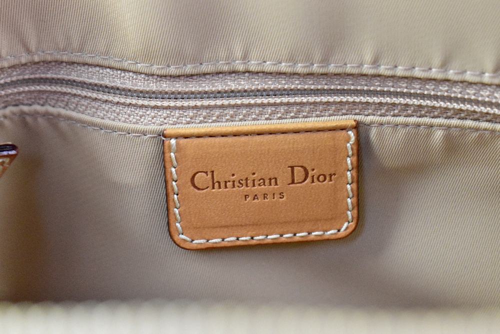CHRISTIAN DIOR; a 'Diorissimo' brown canvas bag with leather trim, - Image 3 of 3
