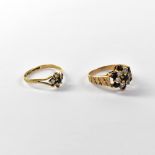 Two ladies' vintage 9ct gold rings,