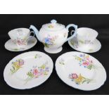 SHELLEY CHINA; a seven-piece part tea set in the 'Wild Flowers' pattern 13658,