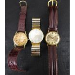 Three vintage gentlemen's wristwatches comprising a Rotary 21 jewel example,