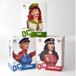 DC COLLECTIBLES; a set of three 'DC Bombshells' numbered limited edition half busts,