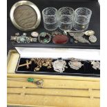 Various items of costume jewellery to include silver watch prize fobs,