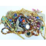 Various items of vintage and modern costume jewellery to include a ladies' Accurist wristwatch with