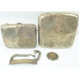 Various hallmarked silver items to include two breast pocket cigarette cases,