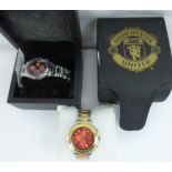 MANCHESTER UNITED; two gentlemen's commemorative wristwatches, one for the '50 Years in Europe',