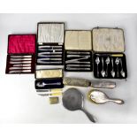 A quantity of various silver wares to include a silver-backed dressing table mirror and brushes,