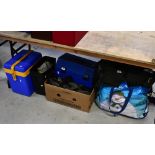 A quantity of fishing tackle to include four fly rods,