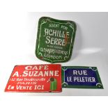 Two vintage French enamelled signs, comprising 'Café A.