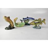 BESWICK; four ceramic modes of fish, leaping trout, no.