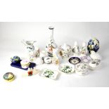A quantity of mixed decorative ceramics to include Aynsley cat, Aynsley Pembroke pepper pot,
