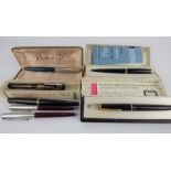 Seven vintage pens to include a Montblanc Classic with 14ct gold nib,