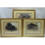 AFTER DAVID SHEPHERD; three pencil signed limited edition steam train prints,