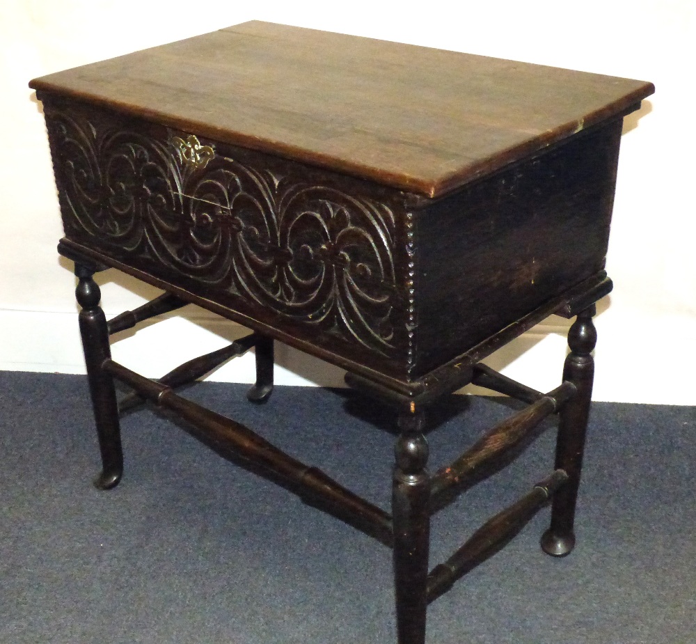 A 17th century oak chest with lift-up li - Image 4 of 4