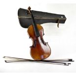 JOSEPH GUARNERIUS; a 19th century German viola with internal paper label and two piece back,
