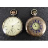 Two hallmarked silver pocket watches comprising a crown wind demi-hunter example,
