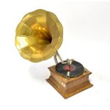 THE GRAMOPHONE & TYPEWRITER LTD COMPANY; an oak cased gramophone with brass horn,