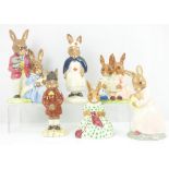 ROYAL DOULTON; six Bunnykins figures comprising DB74 'Nurse', DB61 'Brownie',