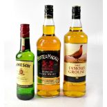 Three bottles of Scotch whisky, a Whyte & MacKay blended Scotch whisky triple matured 1l,