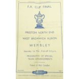 PRESTON NORTH END; an FA cup final Preston North End v West Bromwich Albion, Wembley 1954,