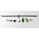 A selection of silver jewellery set with semiprecious stones including citrine,
