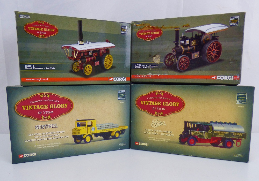 CORGI; four boxed Vintage Glory of Steam engines and wagons comprising CC20513, CC20512,