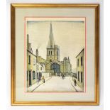 LAURENCE STEPHEN LOWRY RBA RA (1887-1976); a signed limited edition print 'Burford Church', no.