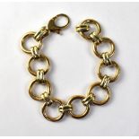 A 9ct gold large O link bracelet, width of link approx 1.